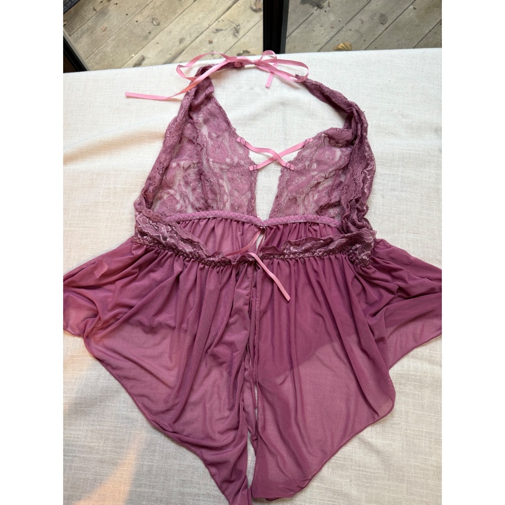 Coquette Pink Lace Sheer Babydoll Teddy Lingerie Tie Detail Size 3XL‎